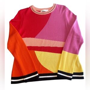 Skovhuus Sweater Danish Long Sleeve Colorblock Size Large Retro